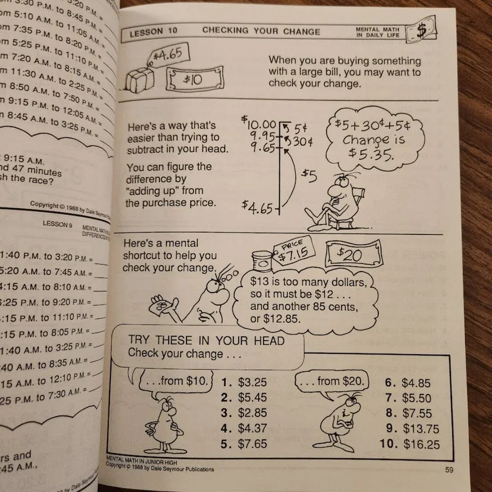 Mental Math in Junior High Workbook Grades 7-9 Paperback Activity Book Mathemati